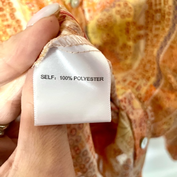 Rose + Olive boho sheered flowy button down long sleeve peasant top #40A - Picture 5 of 5